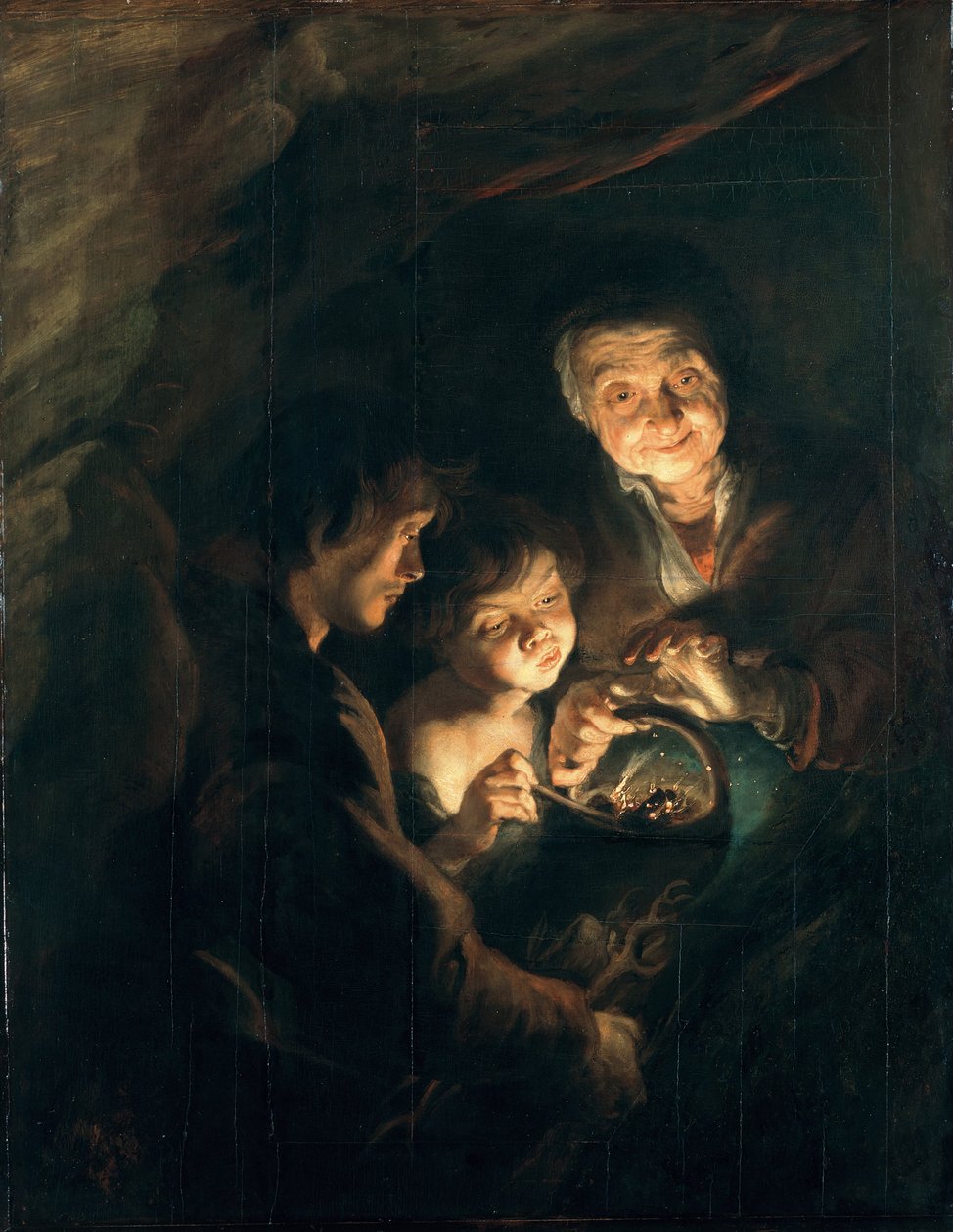Gammel kvinde med en kurv af kul, ca. 1616-1618 af Peter Paul Rubens