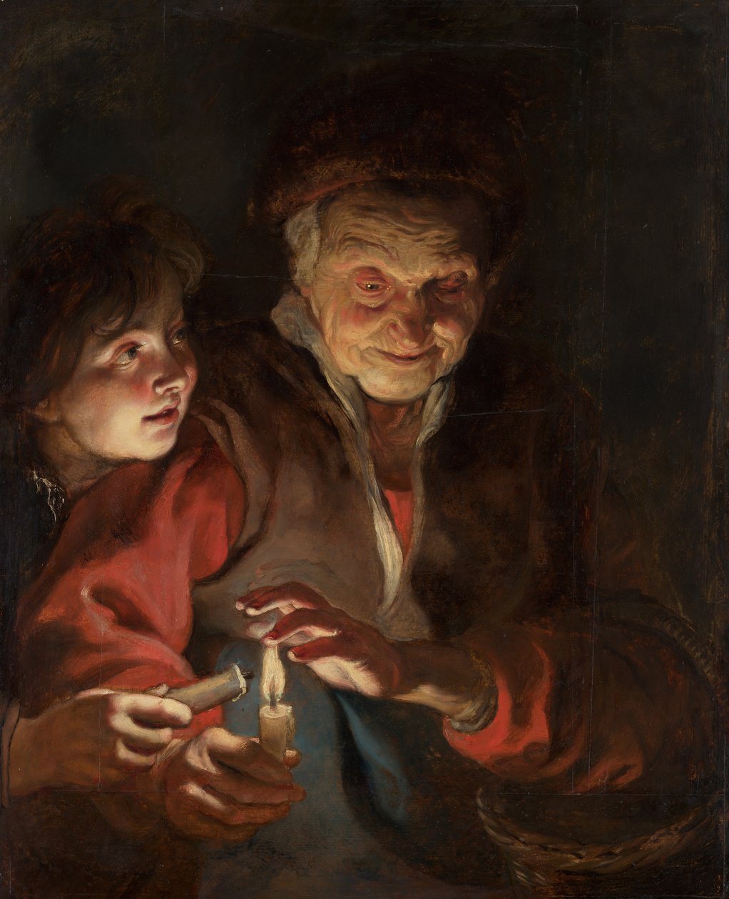 Gammel kvinde og dreng med stearinlys, ca. 1616-1617. af Pieter Paul Rubens