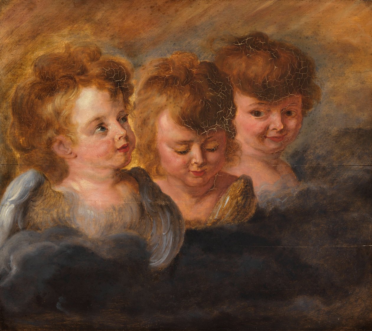 Tre englehoveder i skyerne. af Pieter Paul Rubens