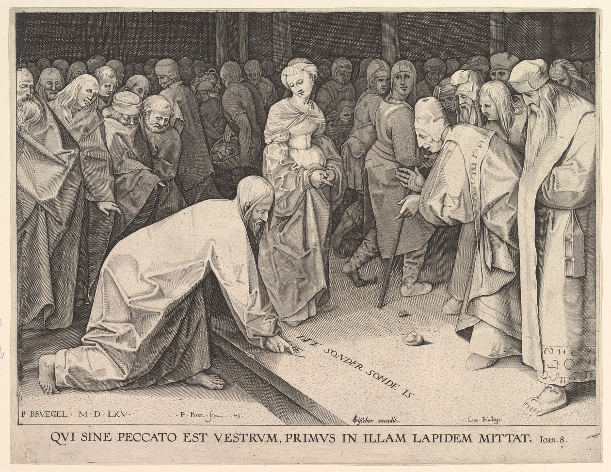 Kristus og kvinden taget i utroskab, 1579. af Pieter Perret