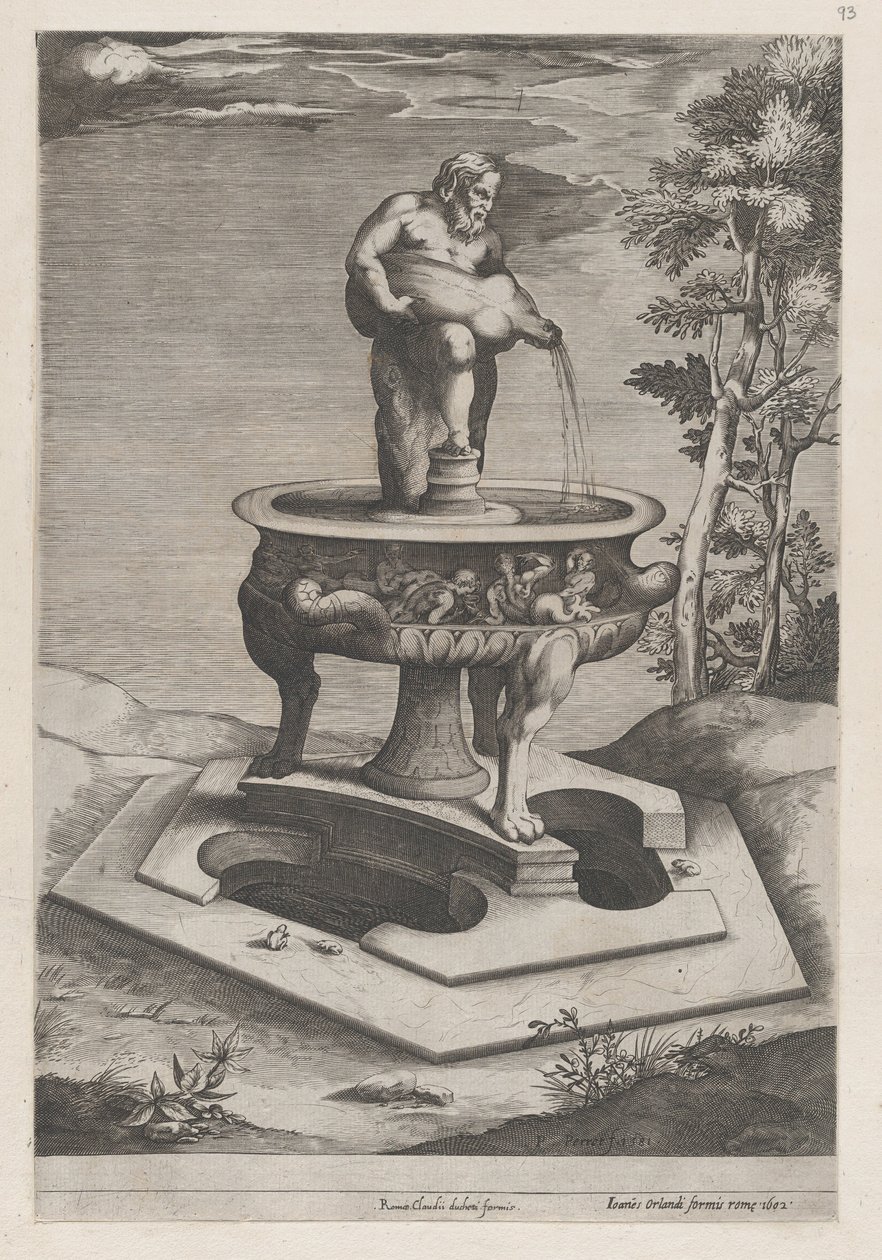 Mirror of Roman Magnificence: A Fountain and Basin, 1581., 1581. af Pieter Perret