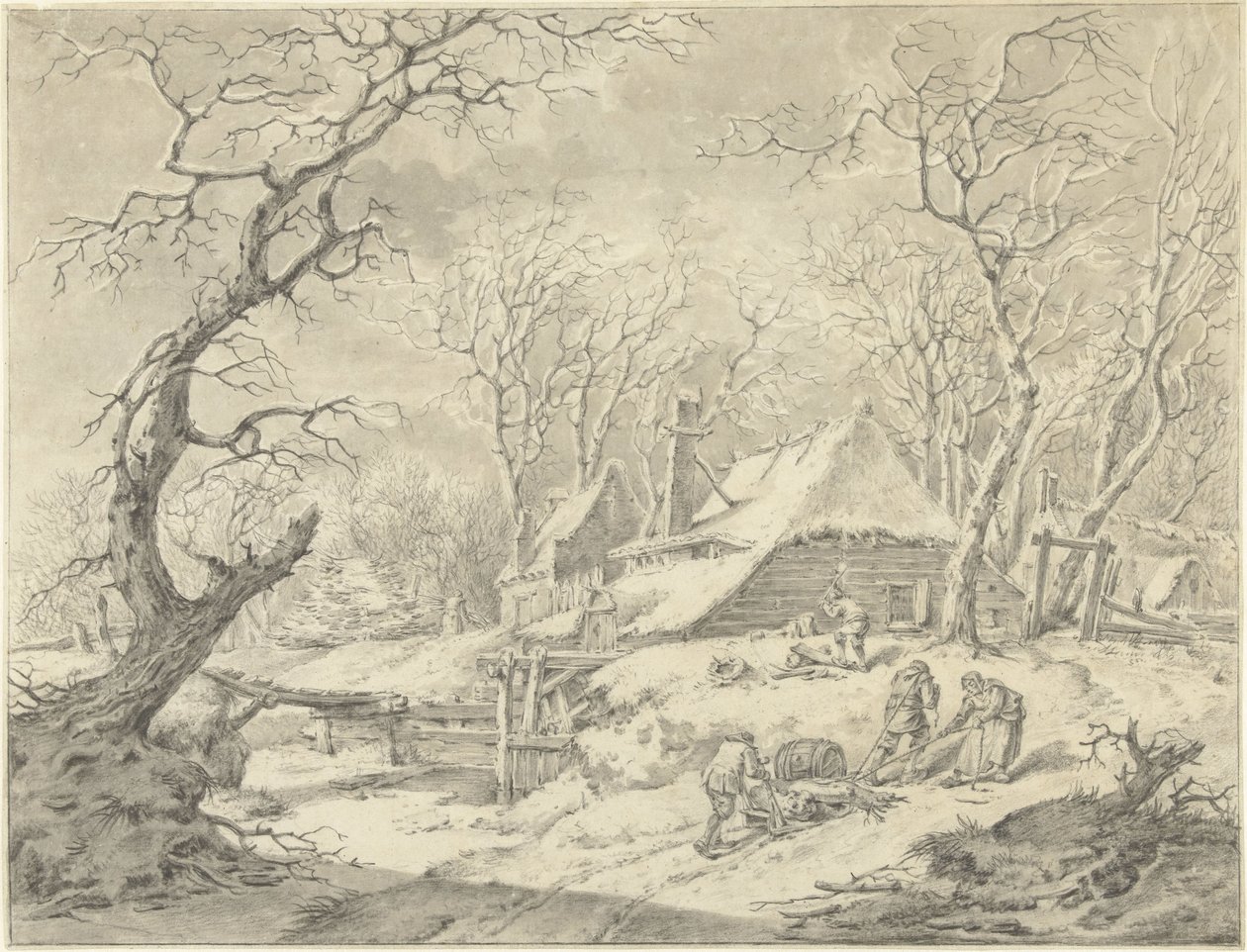 Vinterlandskab med gård af Pieter Pietersz. Barbiers