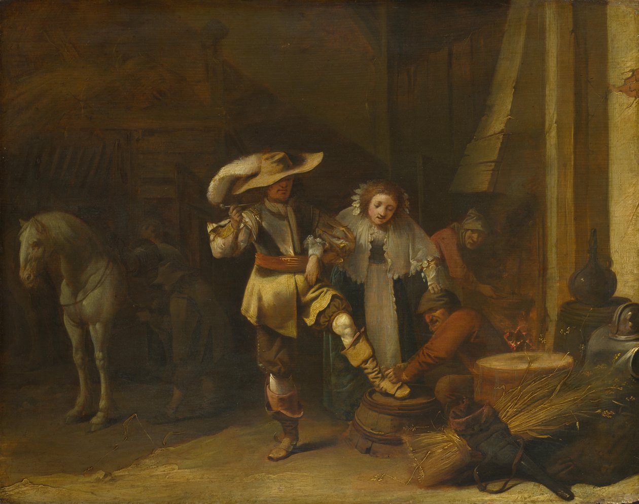 En mand og en kvinde i en staldgård, 1630