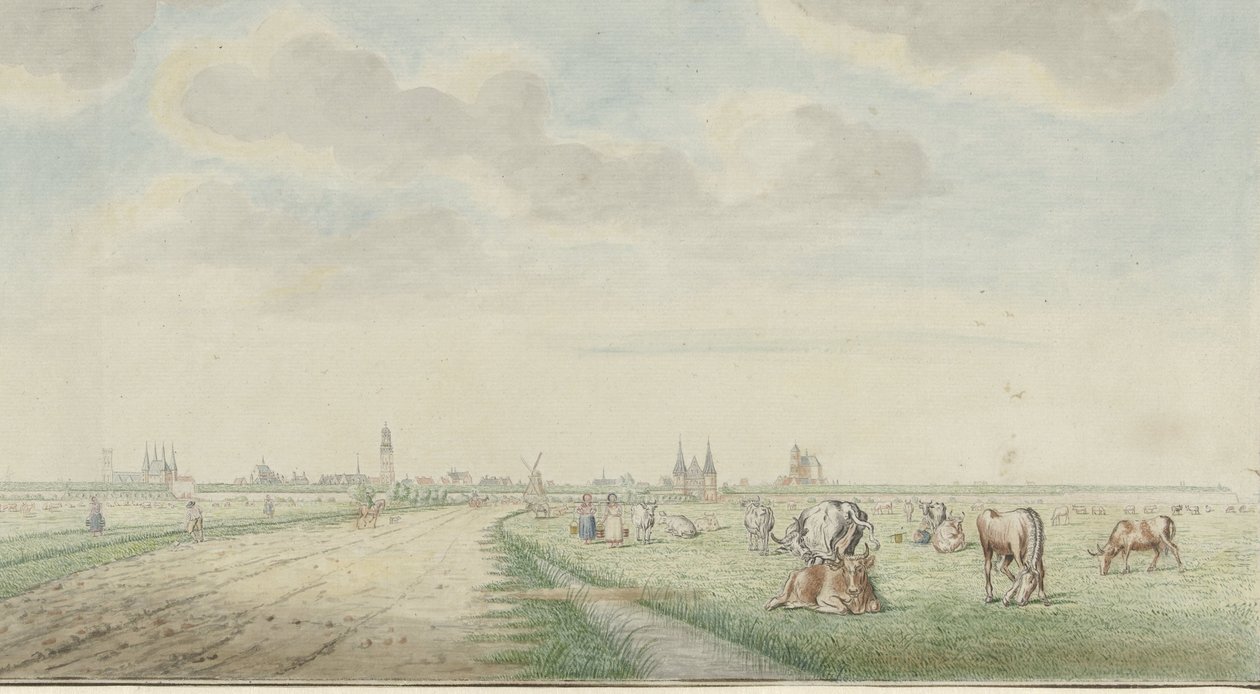 Udsigt over Kampen fra landsiden af Pieter Remmers