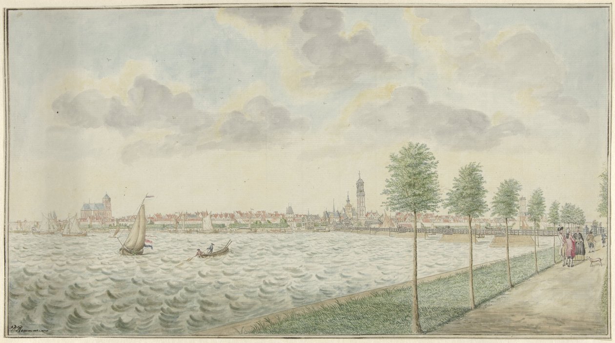 Udsigt over Kampen fra flodsiden af Pieter Remmers