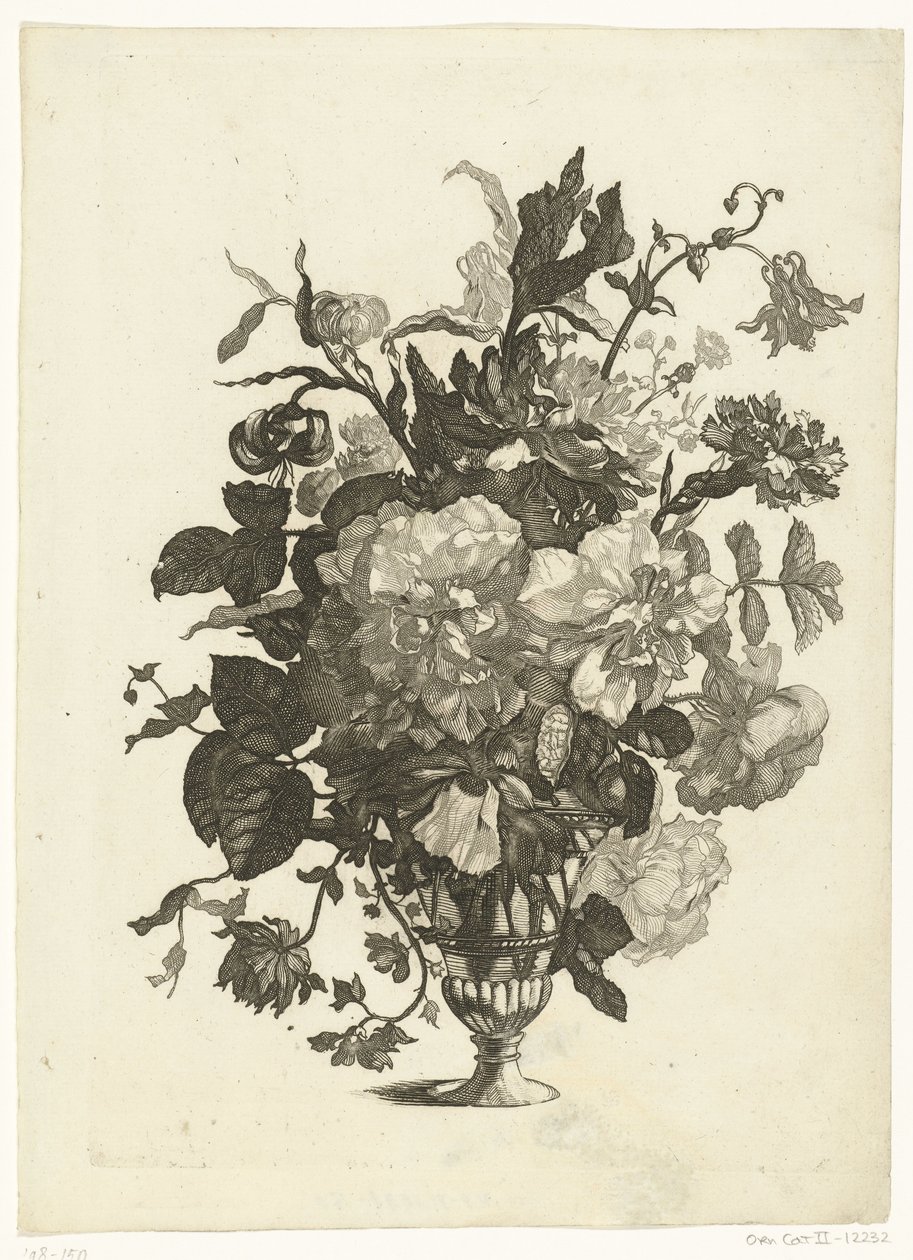 Glasvase med blomster Vaser med blomsterbuketter (serietitel) af Pieter Schenk (I)