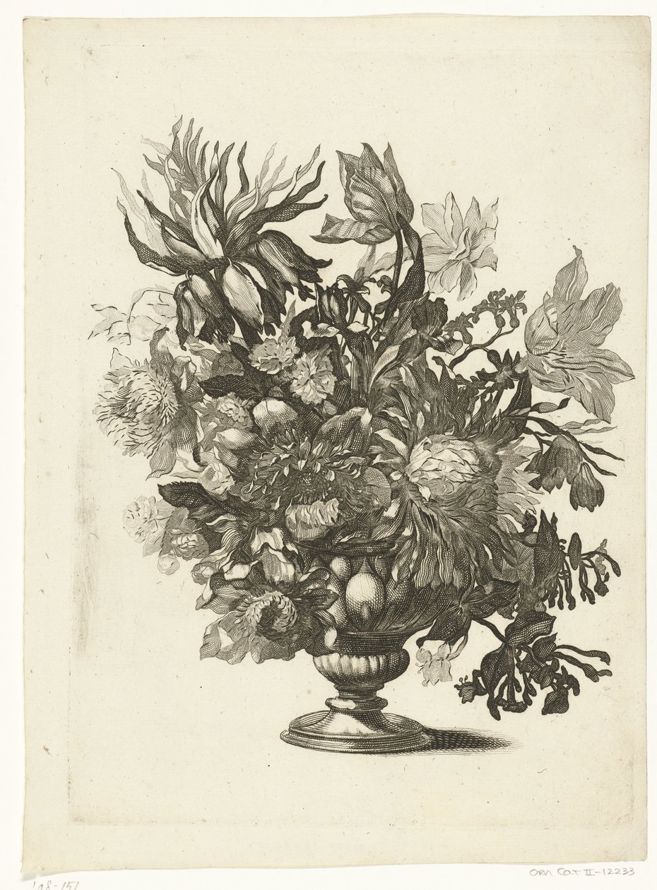 Glasvase med blomster Vaser med blomsterbuketter (serietitel) af Pieter Schenk (I)