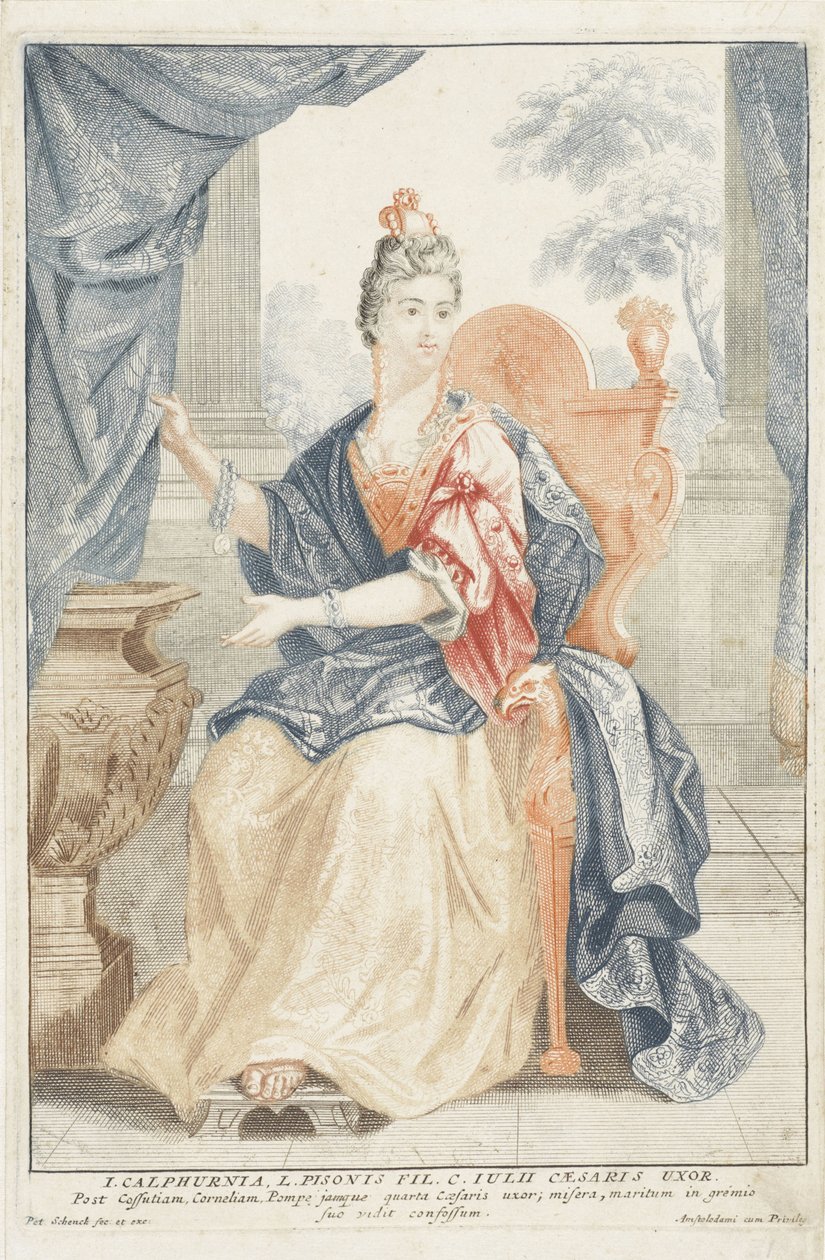 Portræt af Calpurnia Pisonis Romerske statskvinder (serietitel) af Pieter Schenk (I)