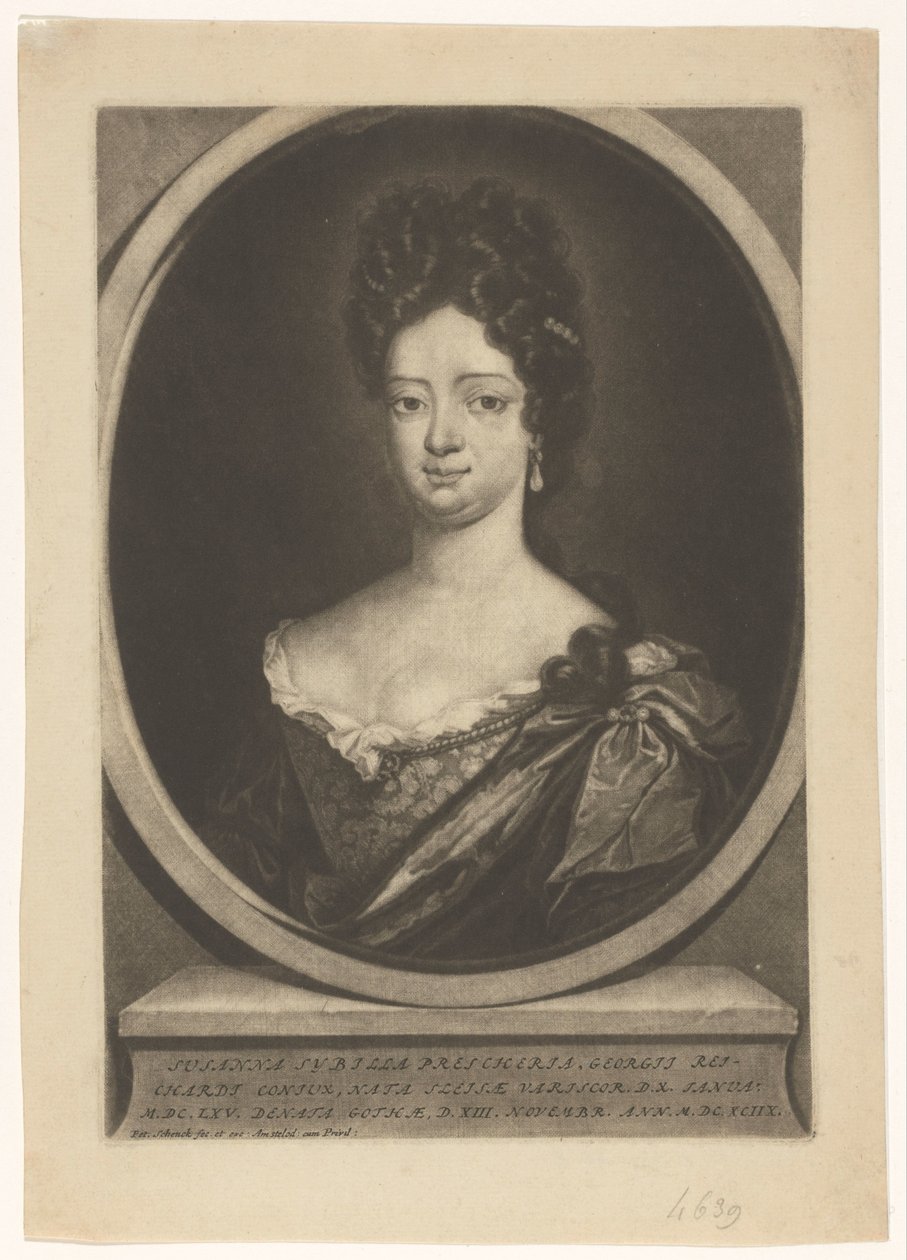 Portret af Susanna Sibylla Reichardt af Pieter Schenk (I)