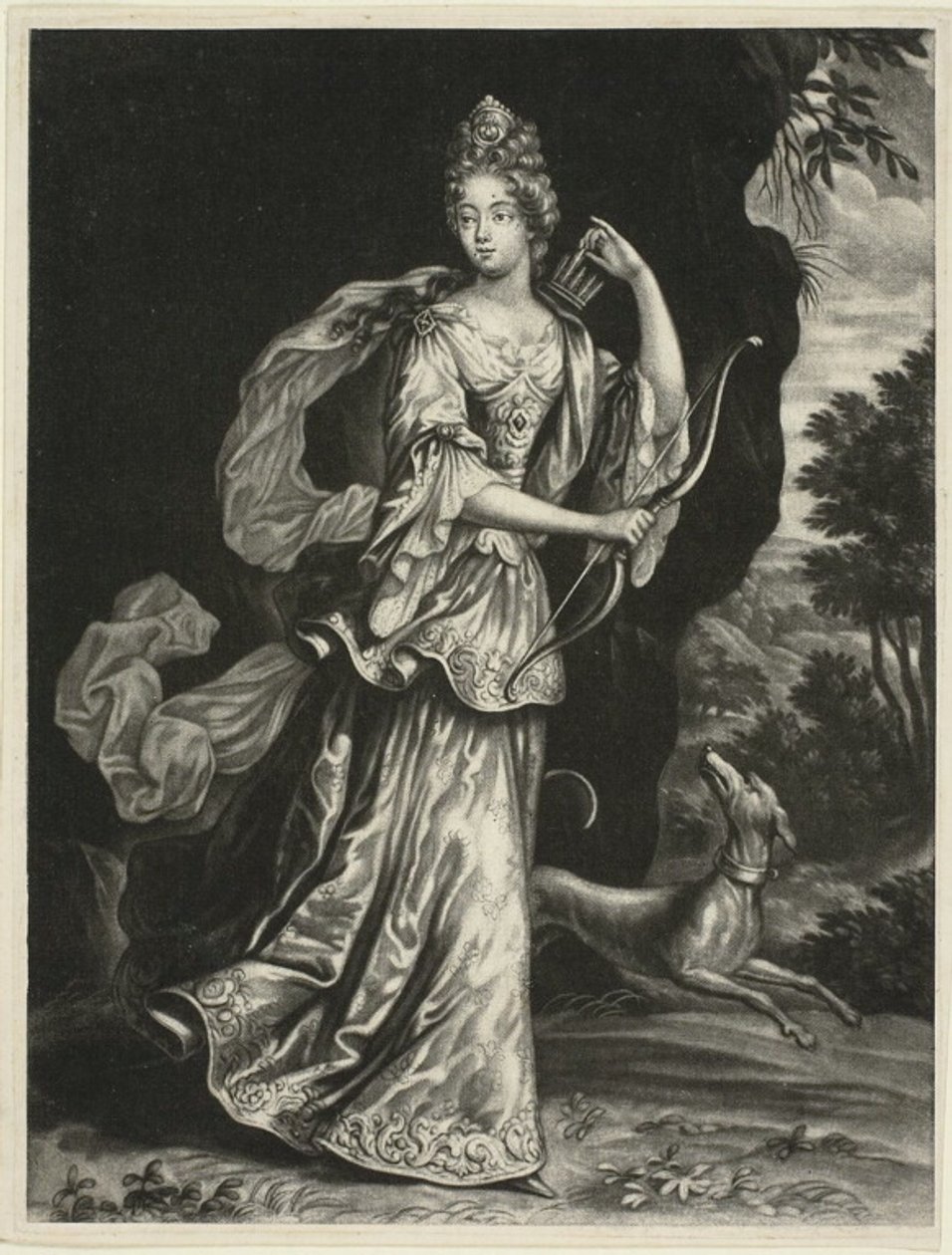 Anne Catharine Mouy, grevinde af Broglia, som gudinden Diana af Pieter Schenk