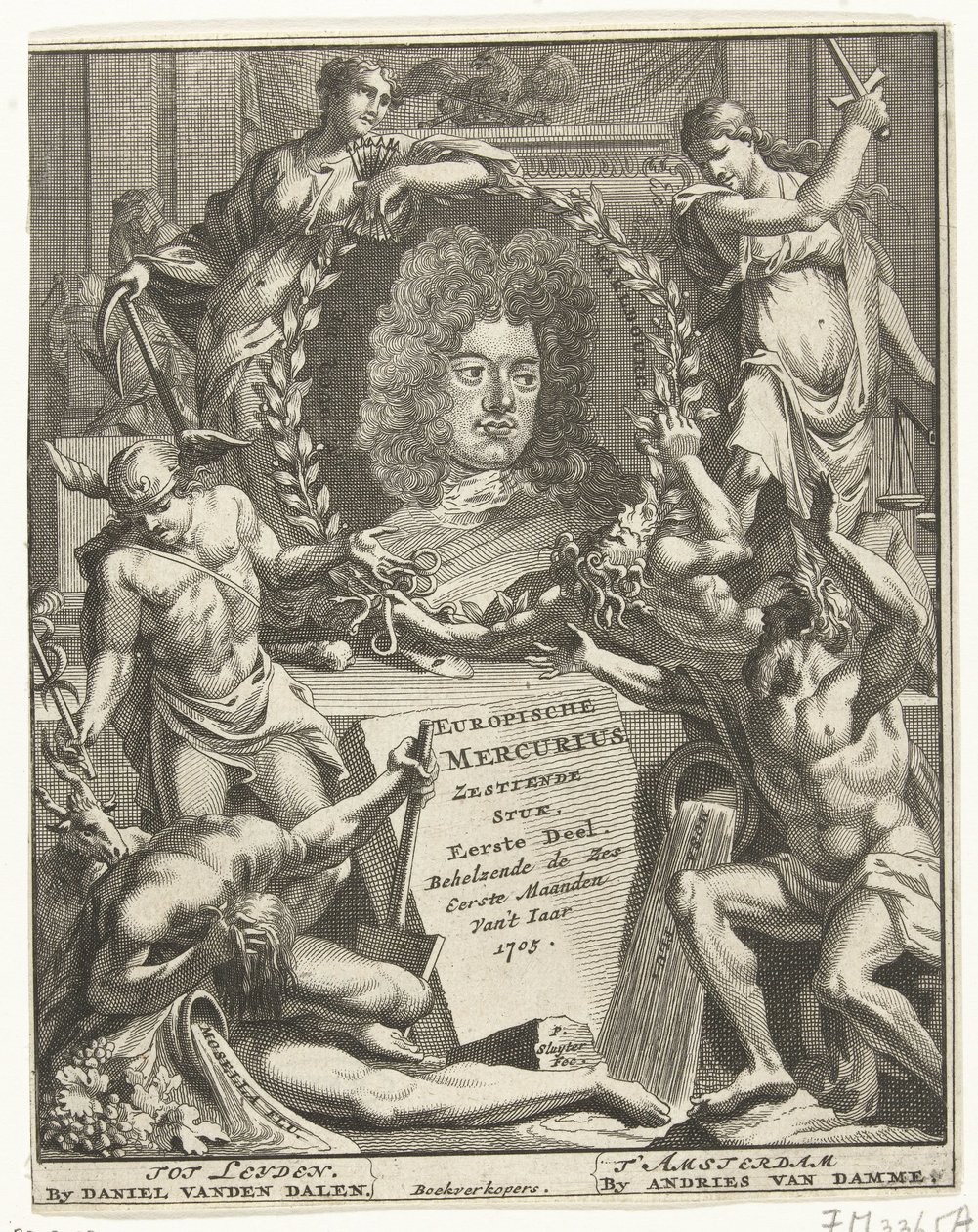 Titelblad for European Mercury, 1705 af Pieter Sluyter