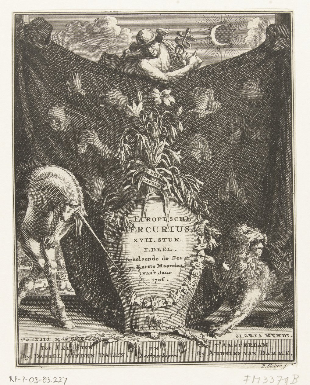 Titelside for det europæiske Merkur for året 1706 af Pieter Sluyter