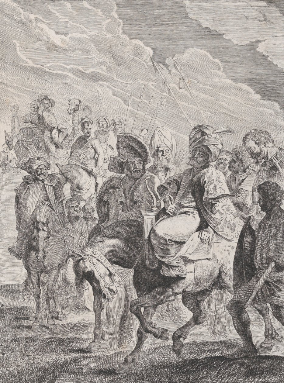 En tyrkisk prins til hest, ca. 1620-25. af Pieter Soutman