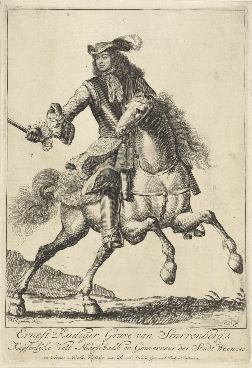 Ridesportræt af Ernst Rüdiger af Starhemberg af Pieter Stevens (vermeld in 1689)