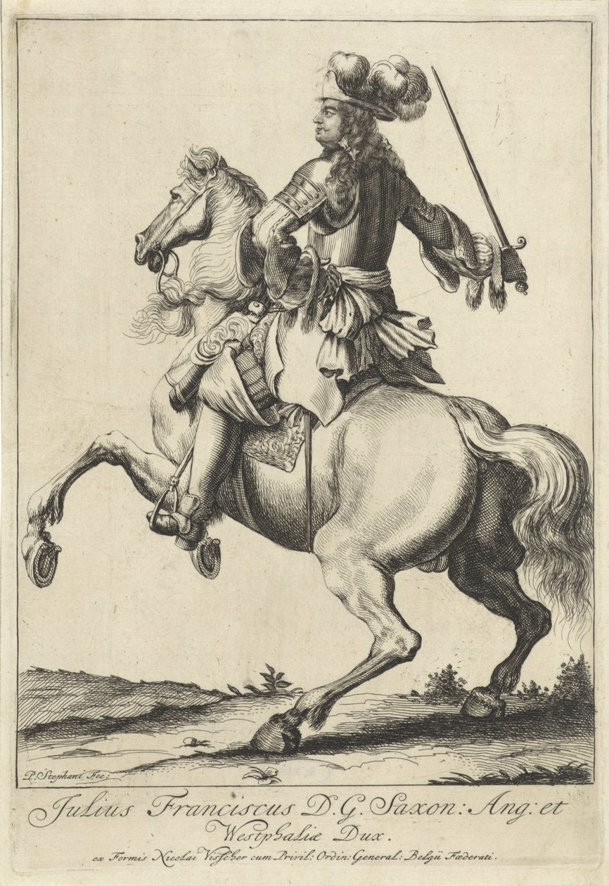 Rytterportræt af Julius Frans van Saxe-Lauenburg af Pieter Stevens (vermeld in 1689)