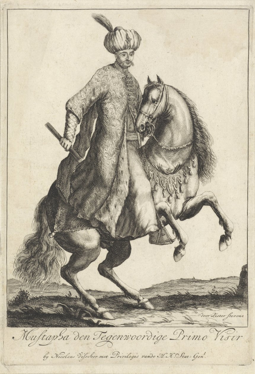 Ridesportræt af Kara Mustafa, storvesir i den tyrkiske hær af Pieter Stevens (vermeld in 1689)
