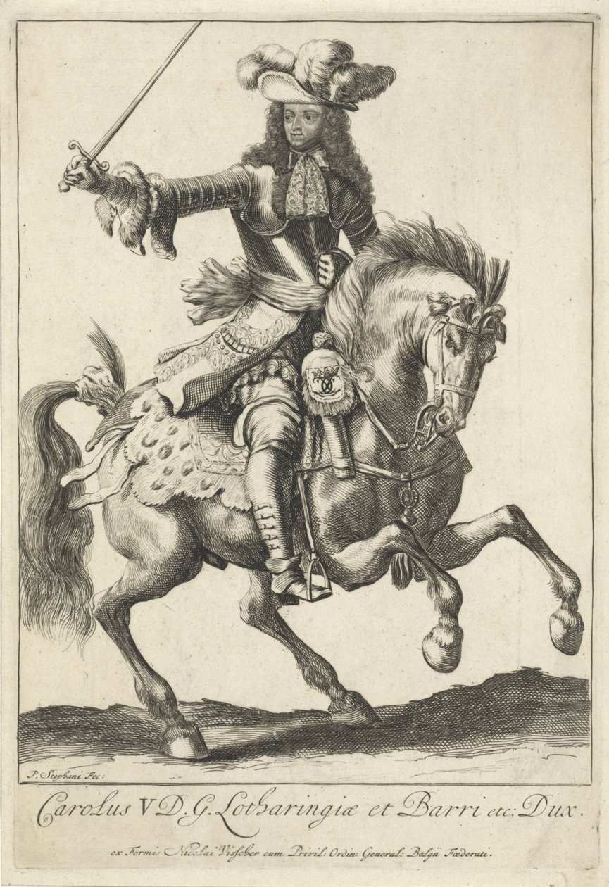 Ridesportræt af Charles V Leopold, hertug af Lorraine af Pieter Stevens (vermeld in 1689)