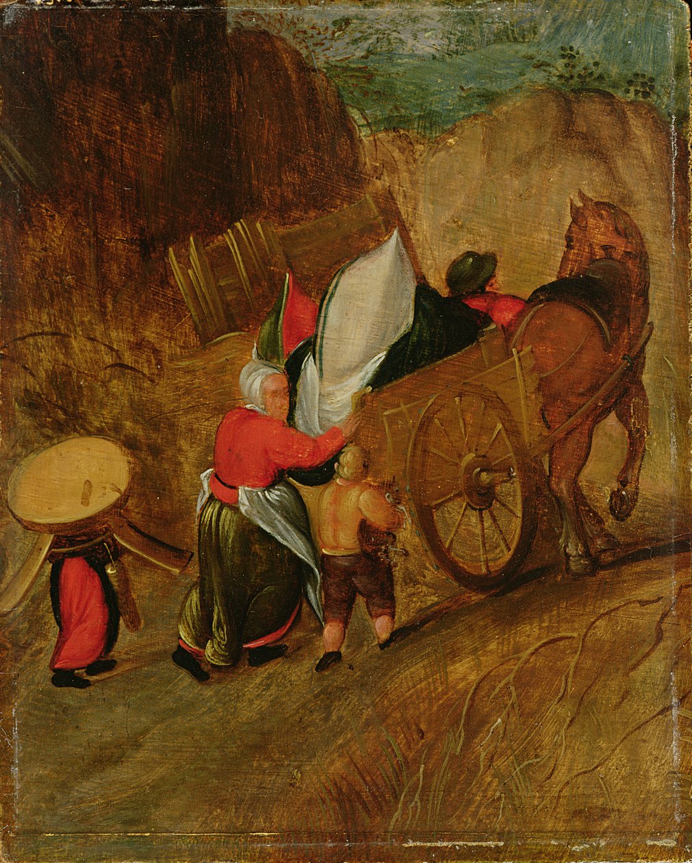 Landskab, bønder, hest og vogn, begyndelsen af det 17. århundrede (olie på panel) af Pieter Stevens