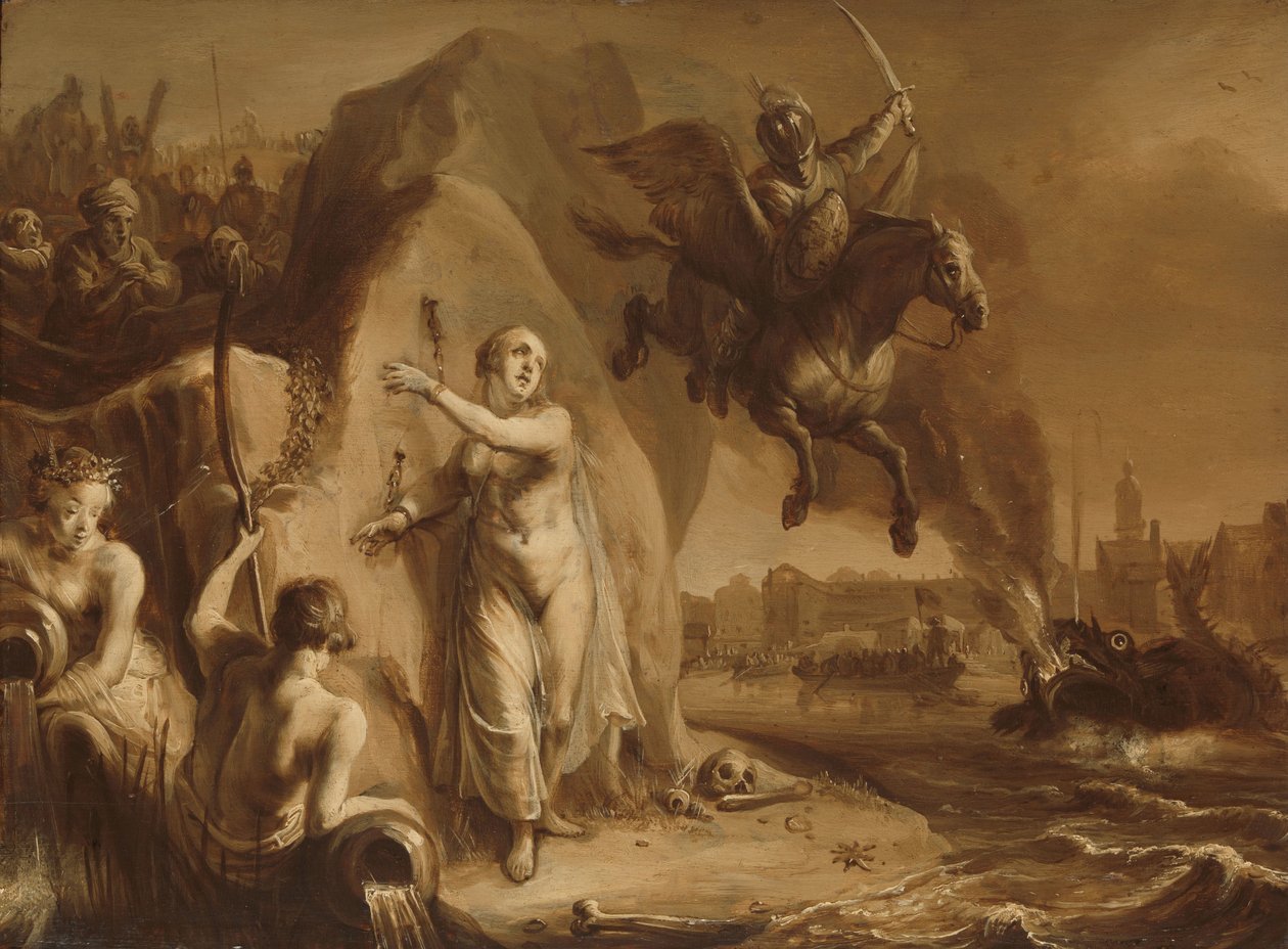 Perseus og Andromeda. Allegori om Hollands befrielse af Prins Frederik Hendrik af Pieter Symonsz Potter (attributed to)