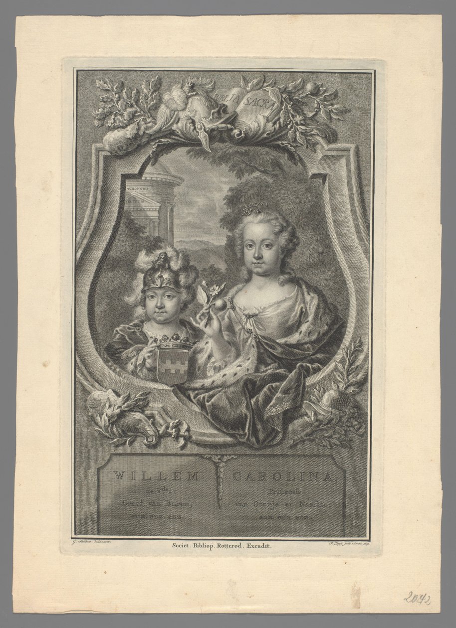 Portræt af William V, Prins af Orange-Nassau, og Carolina, Prinsesse af Orange-Nassau af Pieter Tanjé