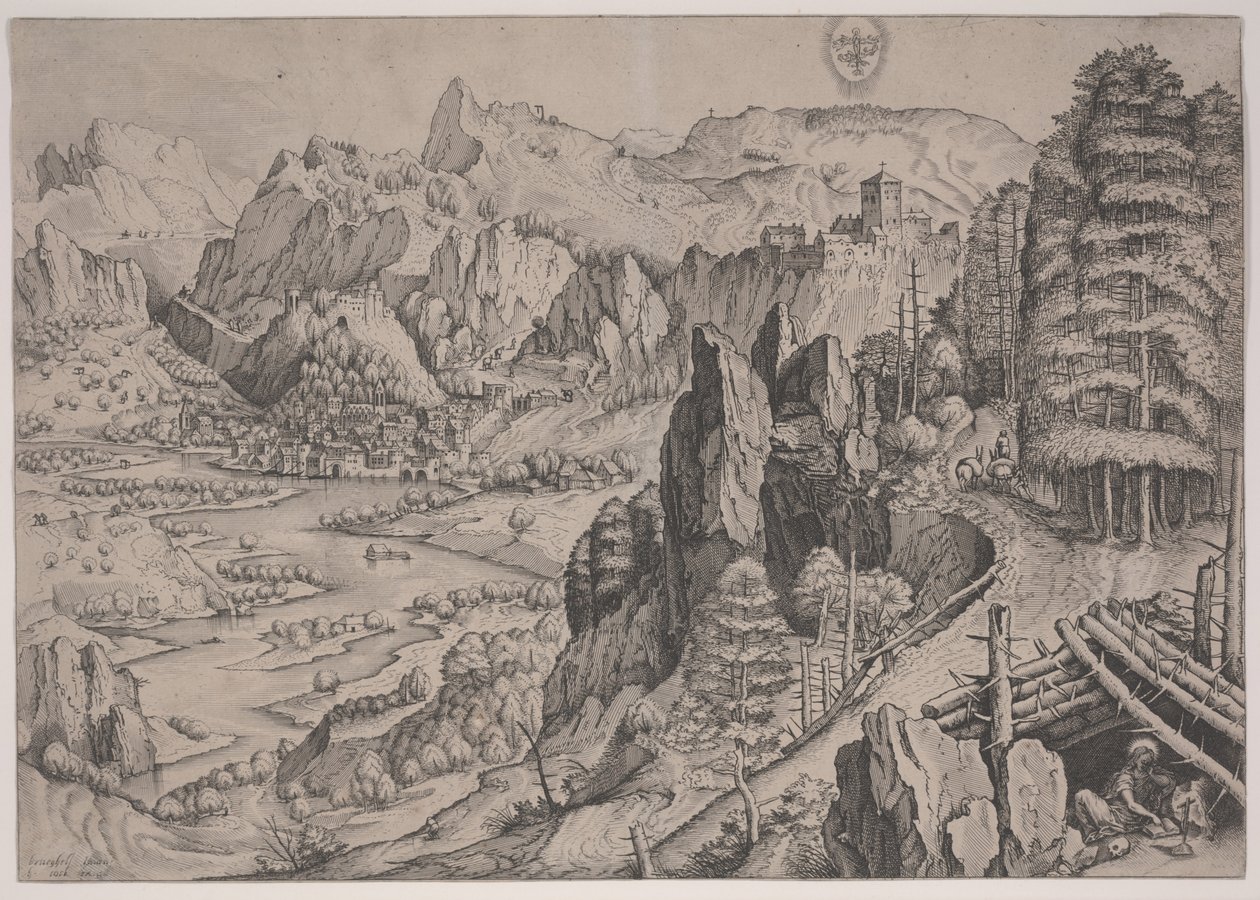 Magdalena Poenitens, tryk udført af Jan og Lucas van Duetecum af Pieter The Elder (after) Brueghel