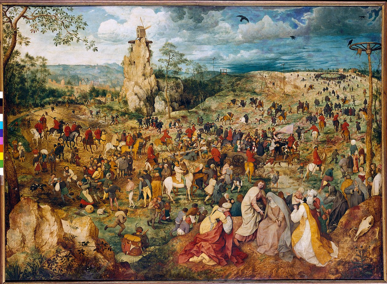 Kristus bærer korset (Carrying the cross). Maleri af Pieter Bruegel (eller Breugel eller Brueghel eller Breughel) førstnævnte (1525-1569). 1564. Olie på træ. Mål: 1,24 X 1,70 m. Wien, Kunsthistorisk Museum. af Pieter Bruegel the Elder