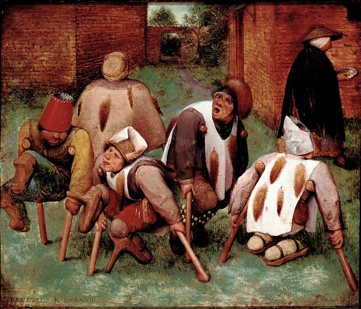 Østropierne Gruppe af handicappede karakterer, butts-de-jatte (butts). Maleri af Pieter Bruegel (eller Breugel eller Brueghel eller Breughel) dit l