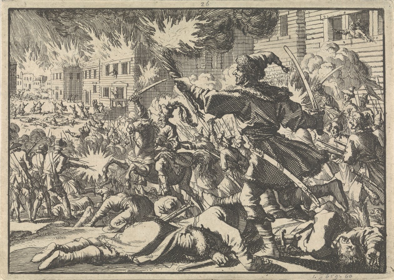 Kamp i Moskvas gader mellem russere og polakker i 1611, 1698 af Pieter Van der Aa