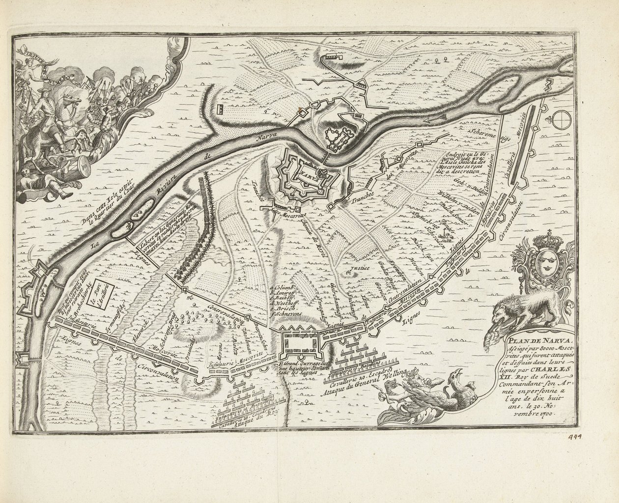 Belejringen og slaget ved Narva i 1700, 1726 af Pieter Van der Aa