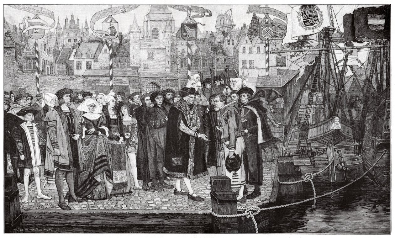 Sukkerhandel, Antwerpen, ca. 1510-20 (stik) af Pieter Verhaert