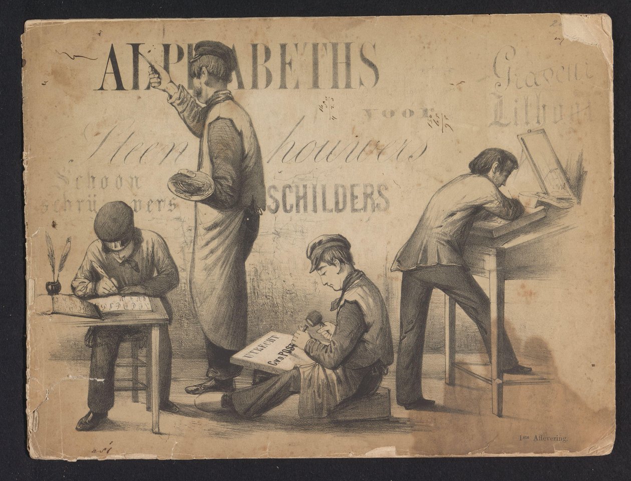 Skrifttyper album Alfabetter for stenhuggere kalligrafer malere gravør lithogr (titel på objekt) af Pieter Wilhelmus van de Weijer