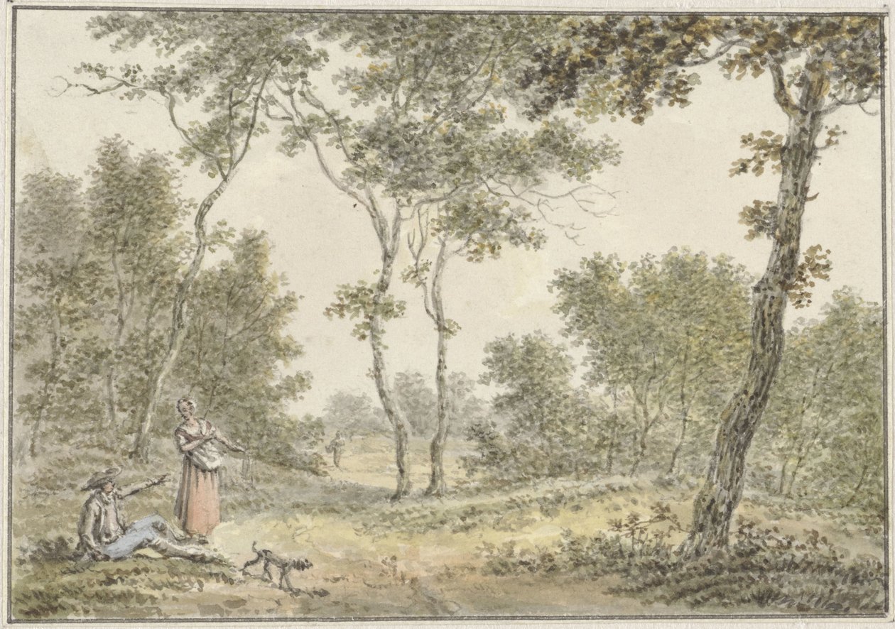 Skovlandskab med nogle figurer af Pieter de Goeje