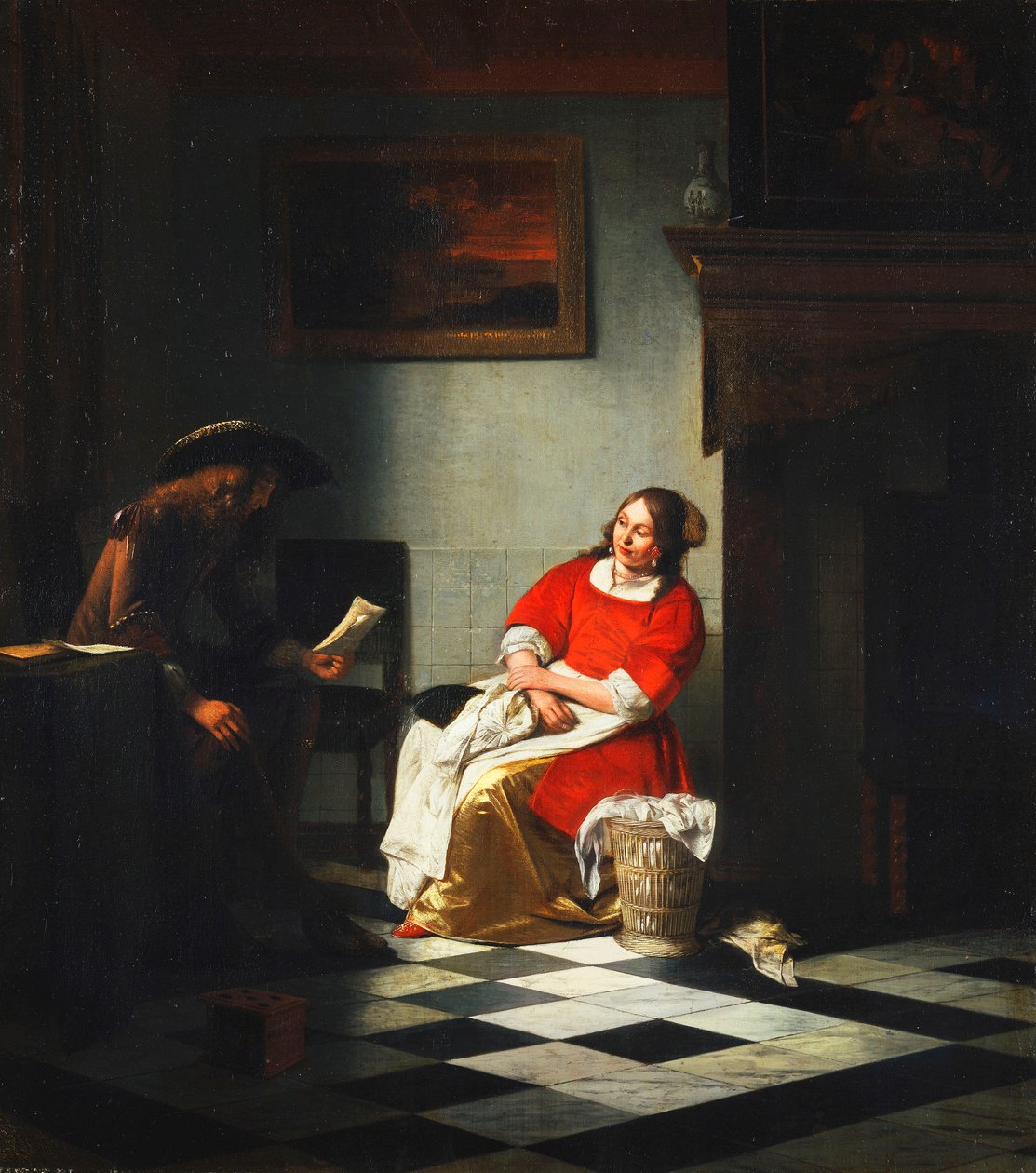 En gentleman læser et brev til sin kone af Pieter de Hooch
