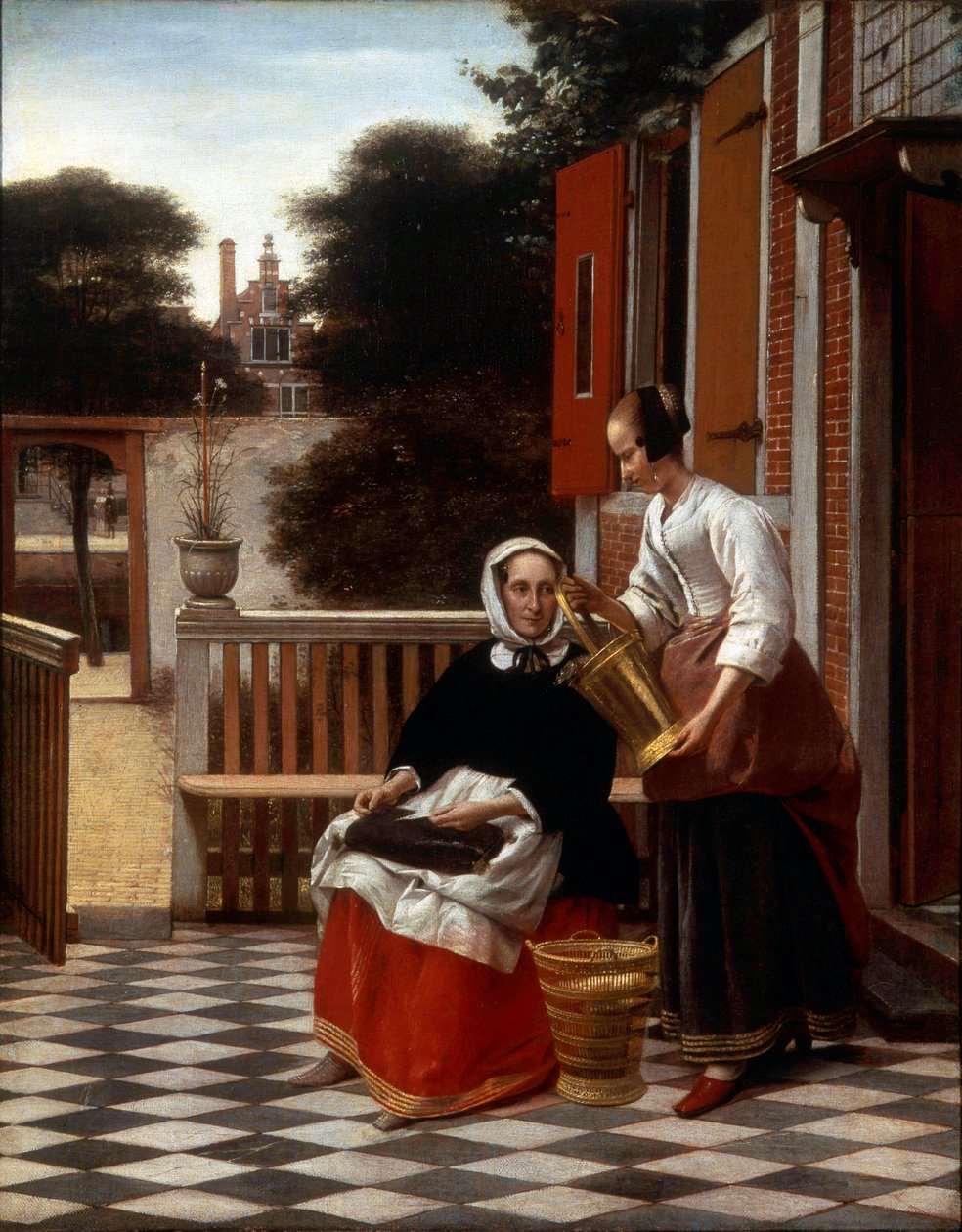 En elskerinde og hendes tjenestepige, 1660. af Pieter de Hooch