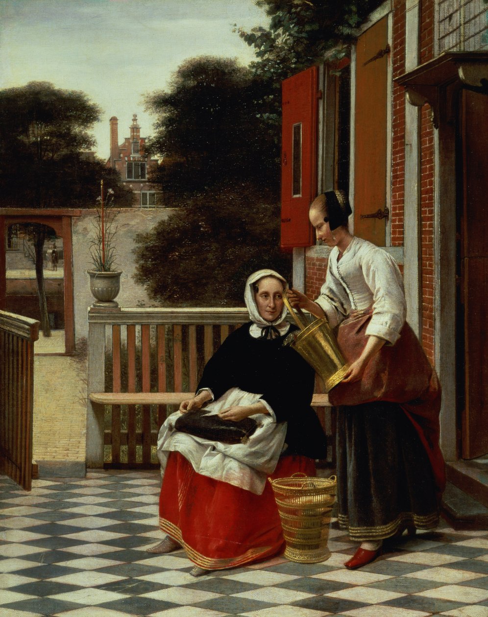En elskerinde og hendes tjenestepige af Pieter de Hooch