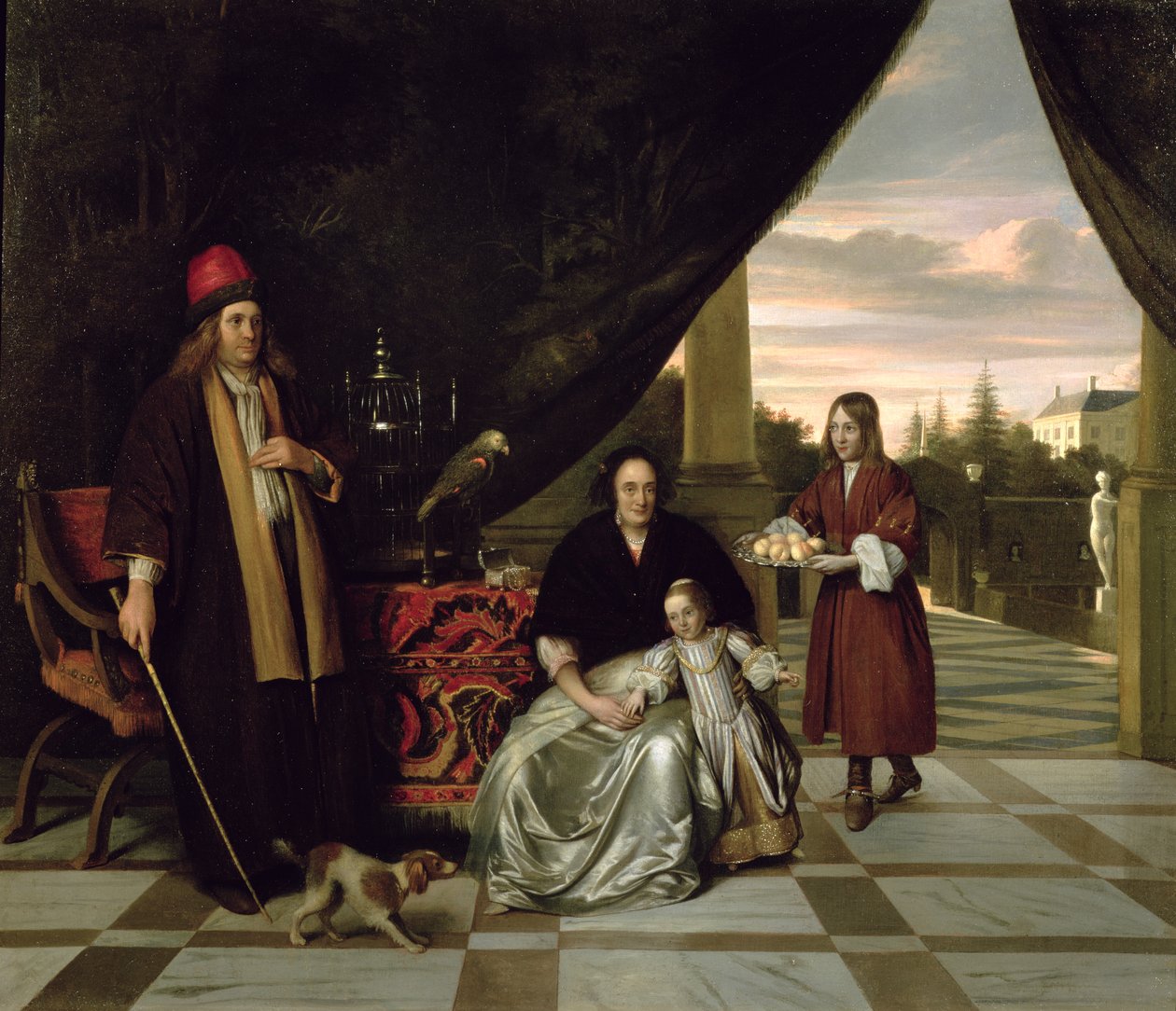 Familieportræt på en terrasse, 1667 af Pieter de Hooch