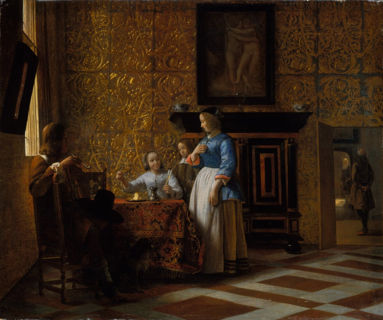 Fritid i elegante omgivelser, ca. 1663-65 (olie på lærred) af Pieter de Hooch
