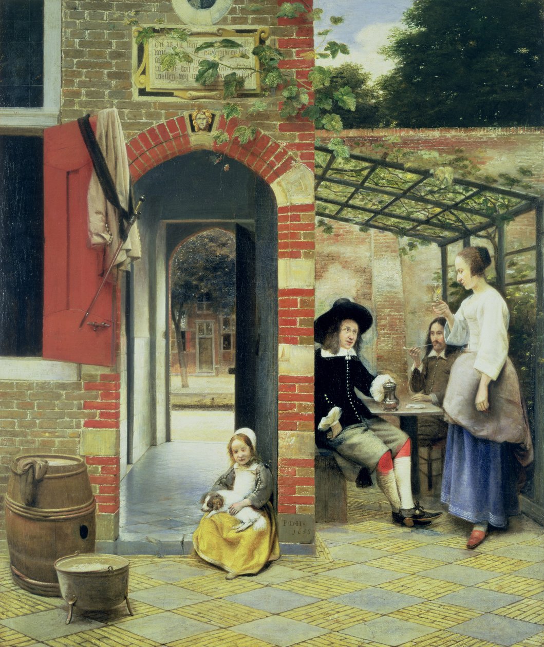 Gården til et hus i Delft af Pieter de Hooch
