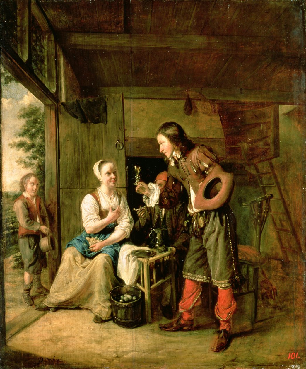 Kriger og tjener, 1653 af Pieter de Hooch