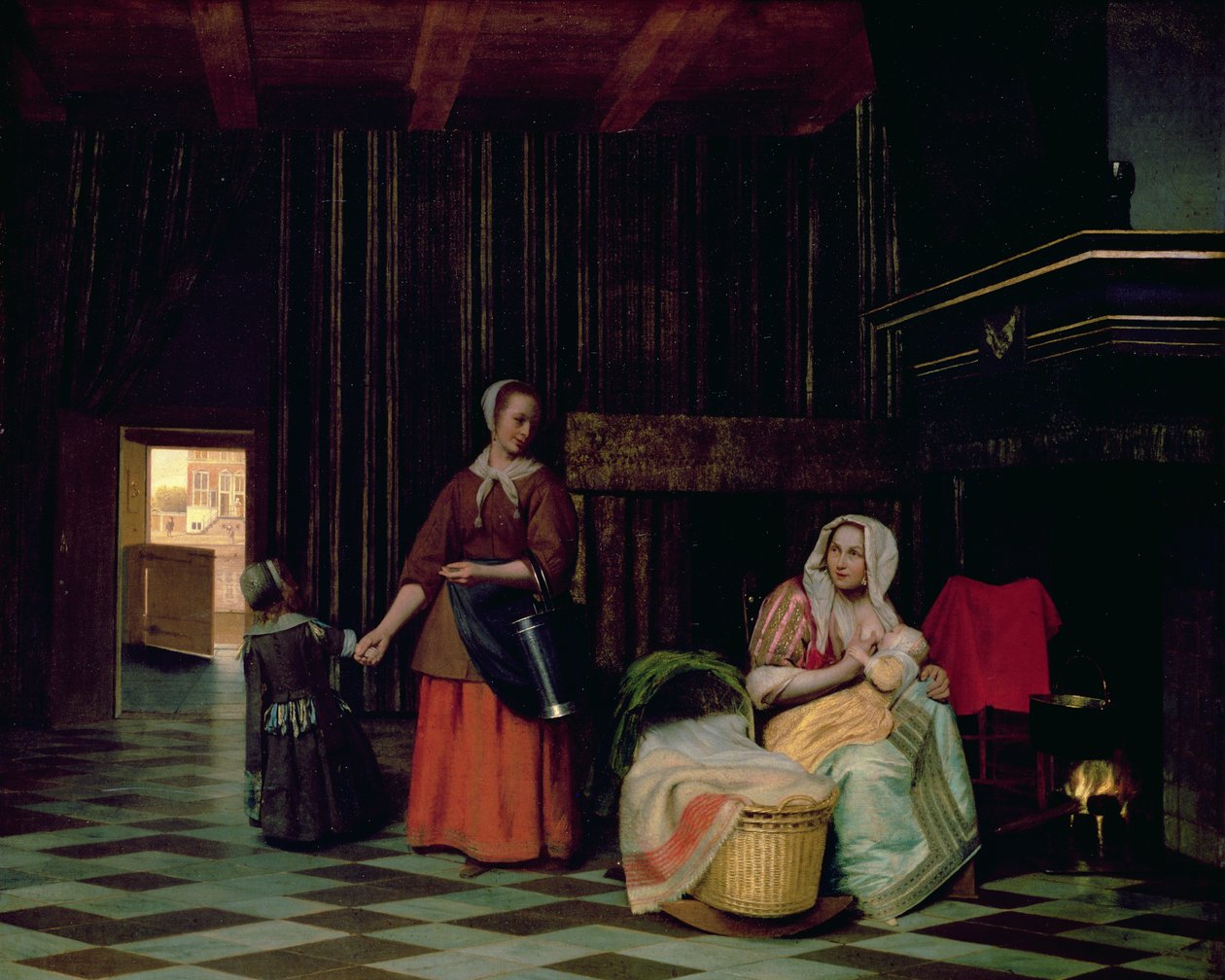 Kvinde med spædbarn, tjenestepige med barn af Pieter de Hooch