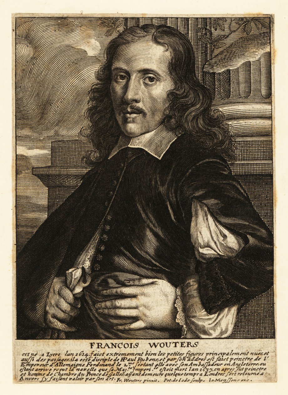 Portræt af Frans Wouters, flamsk barokmaler, skabsmaler og hofkunstner til den romerske kejser af Pieter de II Jode