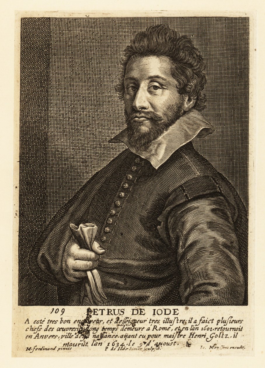 Portræt af Pieter de Jode den Ældre, flamsk grafiker, tegner, forlægger og maler af Pieter de II Jode