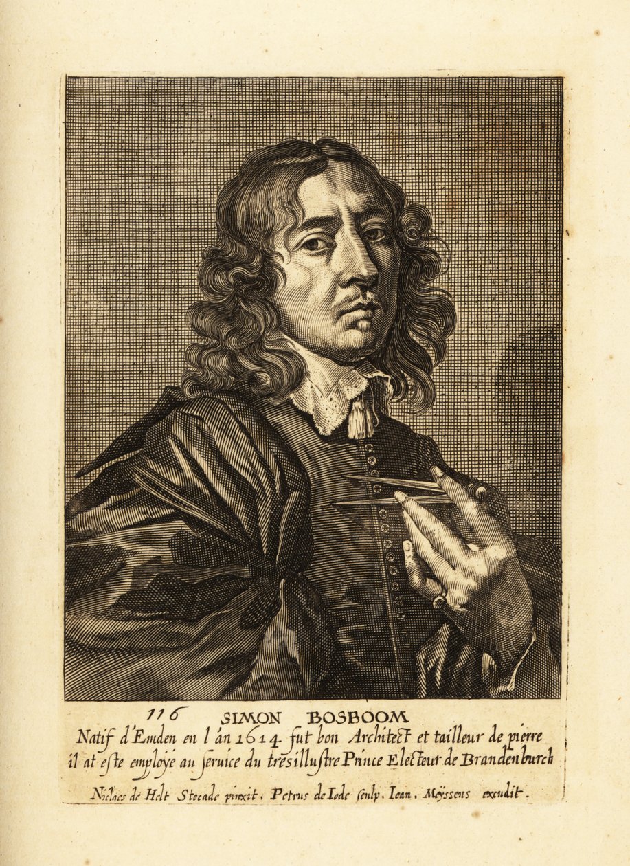 Portræt af Simon Bosboom, hollandsk guldalderarkitekt og forfatter af Pieter de II Jode
