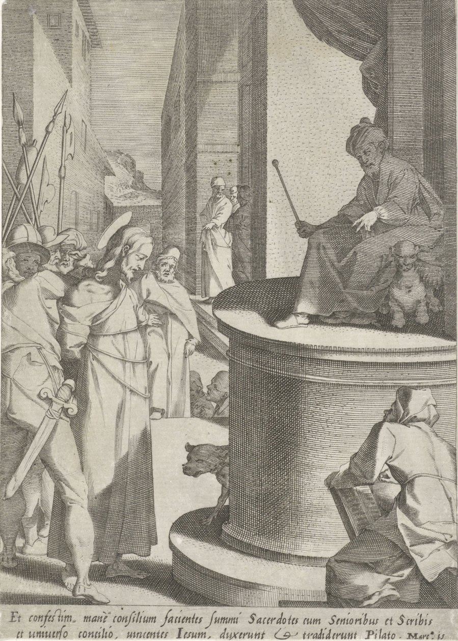 Kristus for Pilatus Passie van Christus (serietitel) Passion and Resurrection (serietitel) af Pieter de Jode (I)