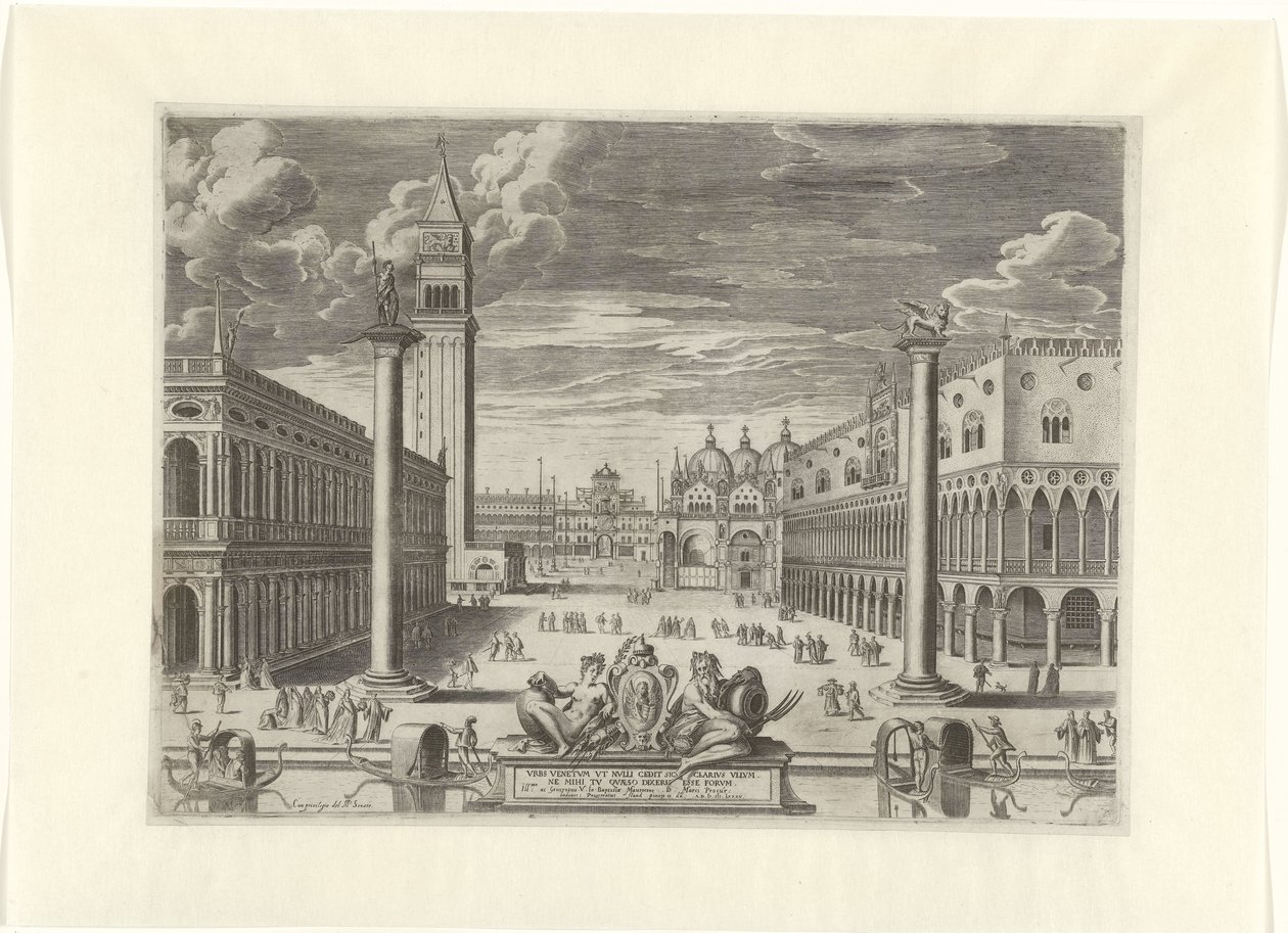 Udsigt over Piazzetta i Venedig, 1585 Vrbs Venetvm vt Nvlli (...) (titel på objekt) af Pieter de Jode (I)