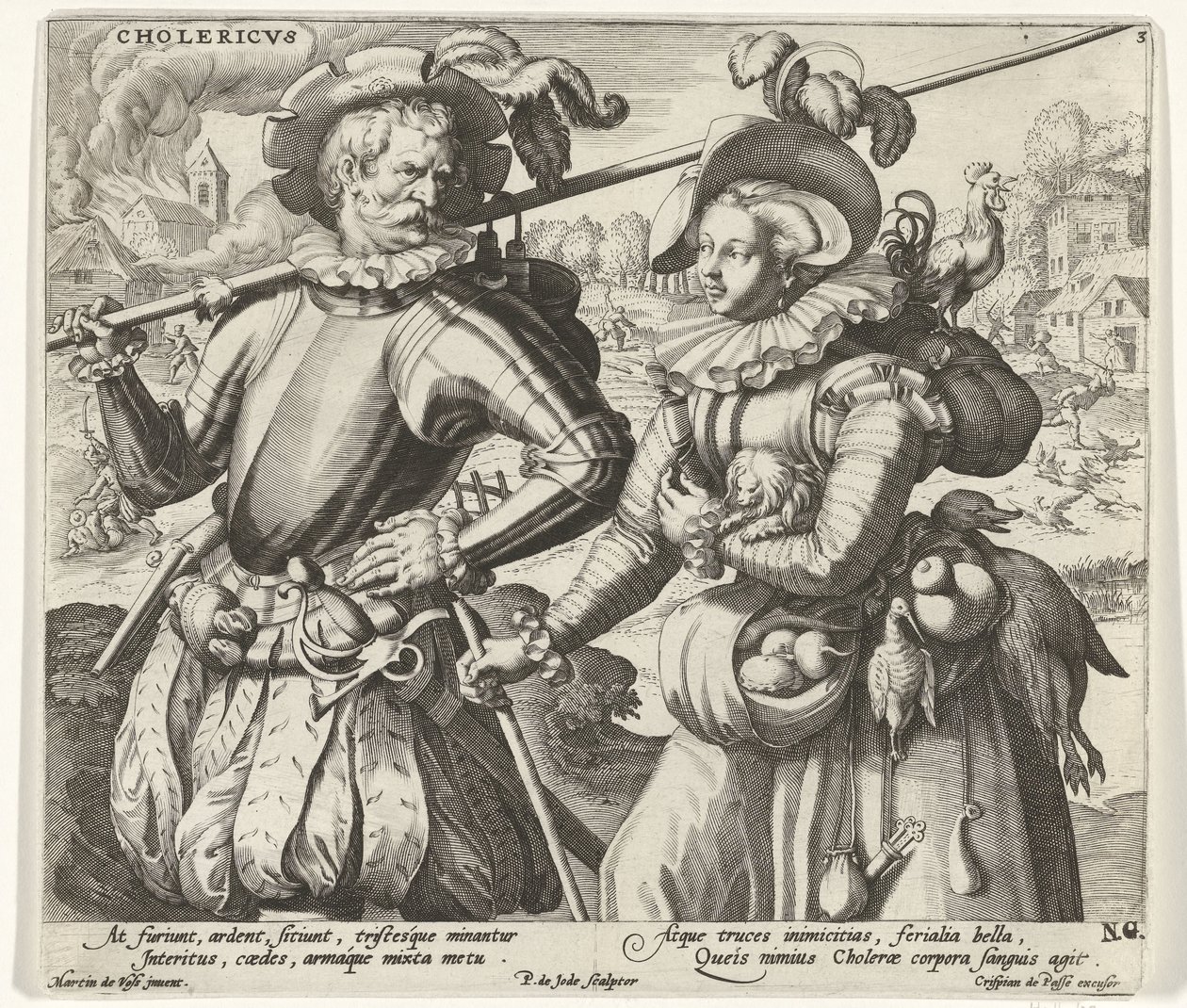 Det koleriske temperament Cholericvs (titel på objekt) De fire temperamenter (serietitel) af Pieter de Jode (I)