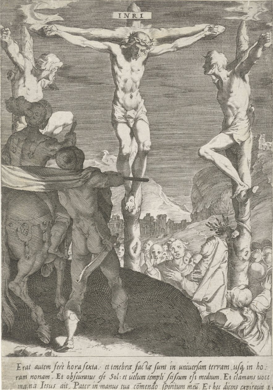 Kruisiging van Christus Passie van Christus (serietitel) Passion and Resurrection (serietitel) af Pieter de Jode (I)