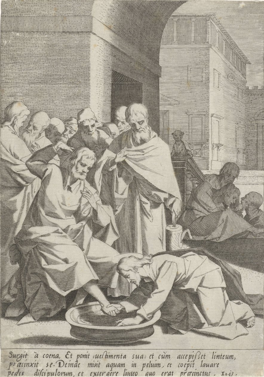 Voetwassing Passie van Christus (serietitel) Passion and Resurrection (serietitel) af Pieter de Jode (I)