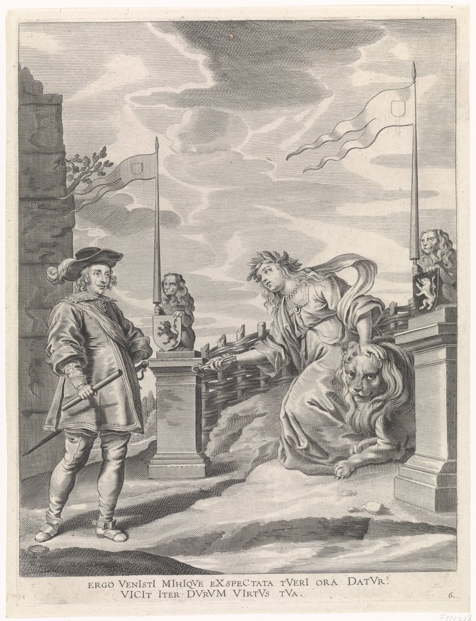 Ferdinand modtager nøglerne til byen af ​​byjomfruen i Gent Kardinal-Spædbarnets glædelige indtræden i Gent, 1635 (serietitel) af Pieter de Jode (II)