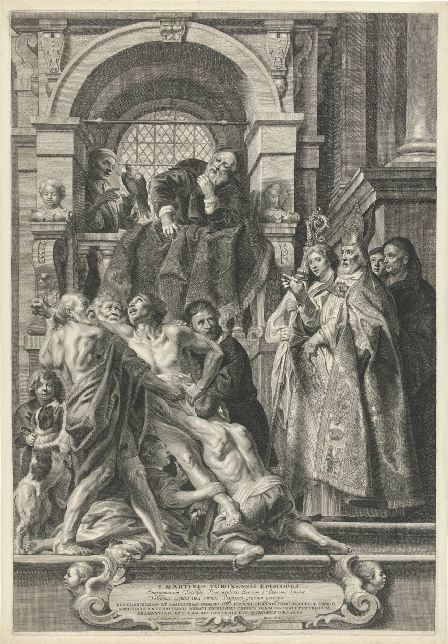 Sankt Martin helbreder en besat mand af Pieter de Jode (II)